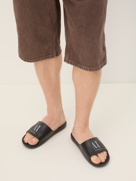 Мужские сланцы ARMANI EXCHANGE BUBBLE, Артикул XUP012, черный | 3885012. Ракурс 2