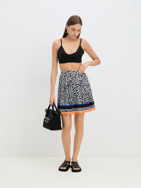 Плиссированная юбка KARL LAGERFELD pleated mini skirt, Артикул 241W1201, анималистичный принт | 3896783. Ракурс 2