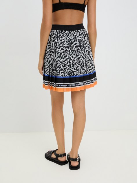 Плиссированная юбка KARL LAGERFELD pleated mini skirt, Артикул 241W1201, анималистичный принт | 3896783. Ракурс 4