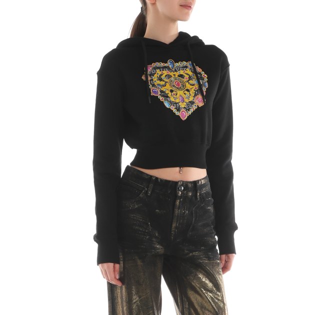 Женское худи VERSACE JEANS COUTURE HEART COUTURE, Артикул 76HAIL01, черный | 3898628. Ракурс 2
