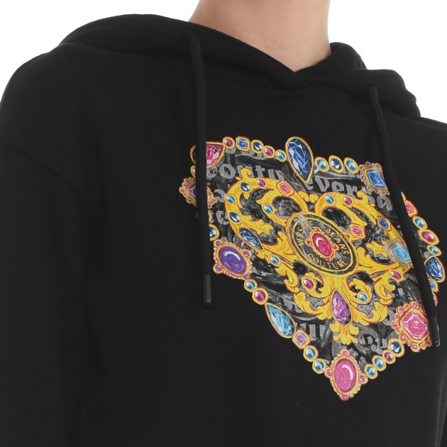 Женское худи VERSACE JEANS COUTURE HEART COUTURE, Артикул 76HAIL01, черный | 3898628. Ракурс 3