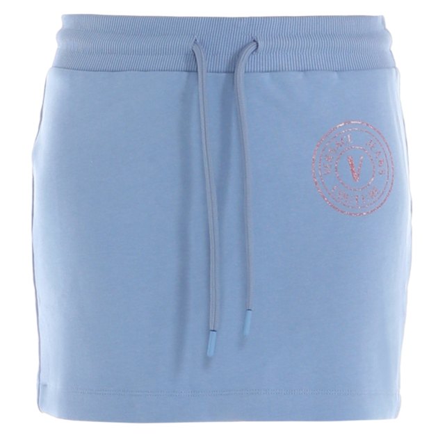 Юбка мини VERSACE JEANS COUTURE V-EMBLEM, Артикул 76HAEG06, голубой | 3898633. Ракурс 2