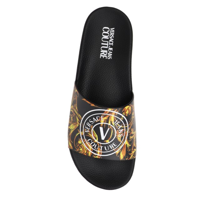 Мужские сланцы VERSACE JEANS COUTURE SLIDE, Артикул 76YA3SQ3, черный | 3904326. Ракурс 2