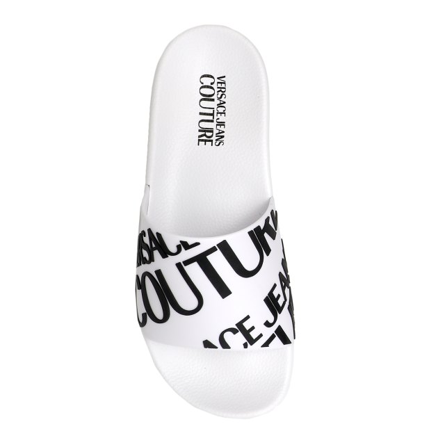 Мужские сланцы VERSACE JEANS COUTURE SLIDE, Артикул 76YA3SQ1, белый | 3904327. Ракурс 2