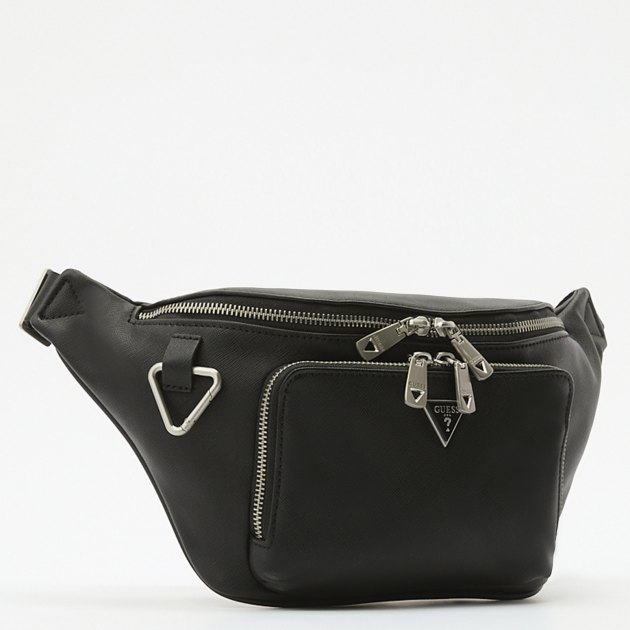Мужская поясная сумка GUESS MILANO MAXI BUM BAG W FRT PKT, Артикул HMMISAP4256, черный | 3914367. Ракурс 2
