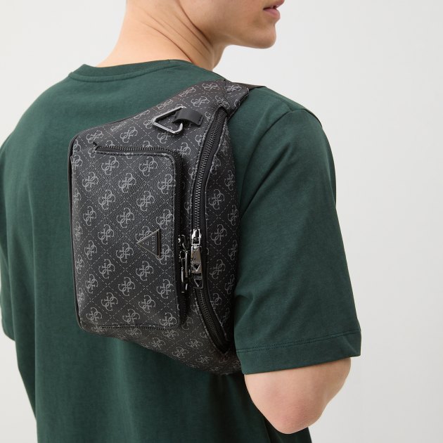 Мужская поясная сумка GUESS MILANO MAXI BUMBAG W FRT PCKET, Артикул HMMILOP4256, черный | 3914371. Ракурс 6