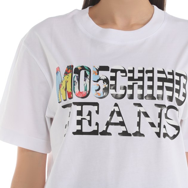 Женская футболка MO5CH1NO JEANS ARCHIVE PRINT, Артикул 0703 M, белый | 3931911. Ракурс 3