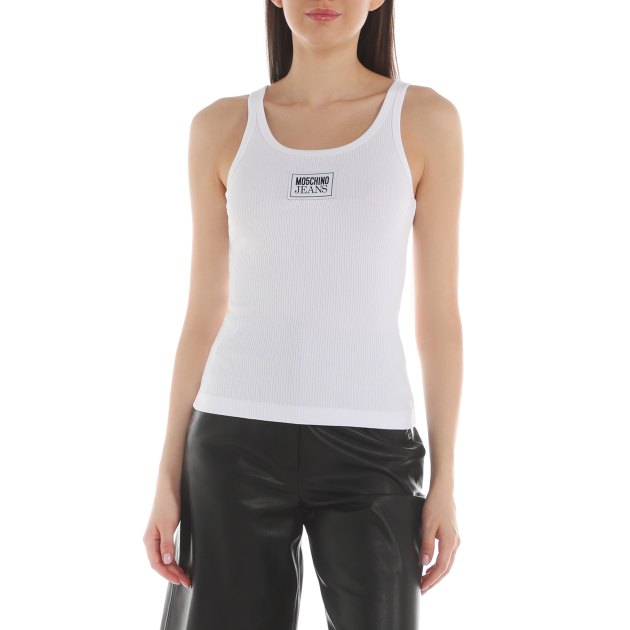 Женская майка MO5CH1NO JEANS WHITE BLACK.. AND MORE, Артикул 0812 SS24, белый | 3931924. Ракурс 2