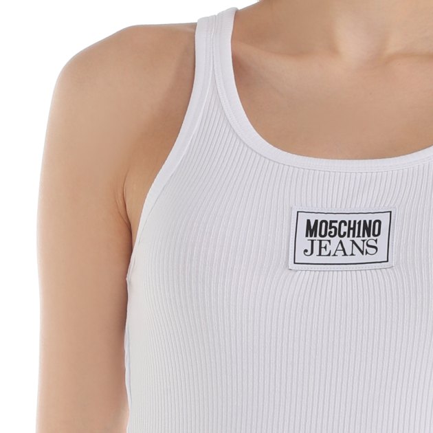 Женская майка MO5CH1NO JEANS WHITE BLACK.. AND MORE, Артикул 0812 SS24, белый | 3931924. Ракурс 3