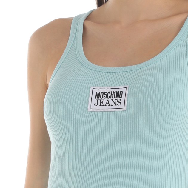 Женская майка MO5CH1NO JEANS WHITE BLACK.. AND MORE, Артикул 0812 SS24, голубой | 3931925. Ракурс 3