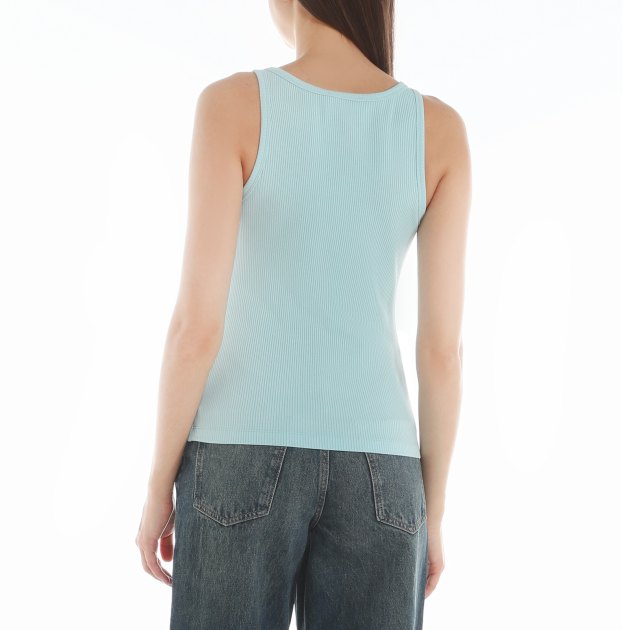 Женская майка MO5CH1NO JEANS WHITE BLACK.. AND MORE, Артикул 0812 SS24, голубой | 3931925. Ракурс 4