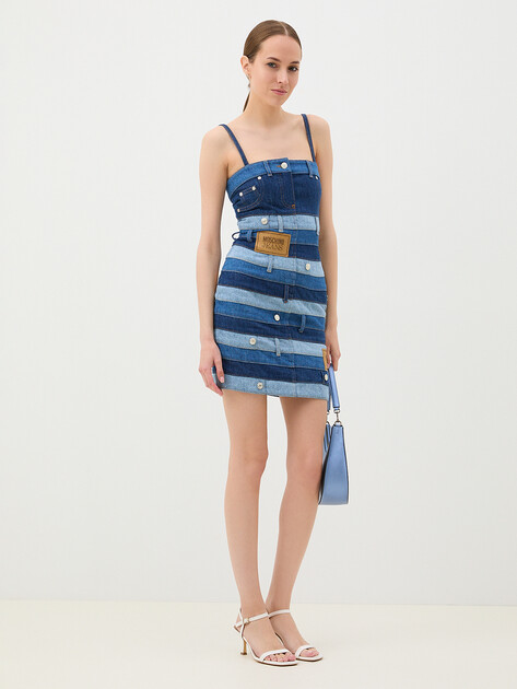 Женское платье из денима MO5CH1NO JEANS DENIM - SUSPENDERS AND BELTS, Артикул 0402, синий | 3931997. Ракурс 2 Женское платье из денима MO5CH1NO JEANS DENIM - SUSPENDERS AND BELTS, Артикул 0402, синий | 3931997. Ракурс 2
