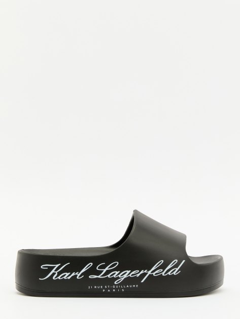 Женские сланцы KARL LAGERFELD KOBO II Hotel Logo Slide, Артикул KL86000, черный | 3971952. Ракурс 3
