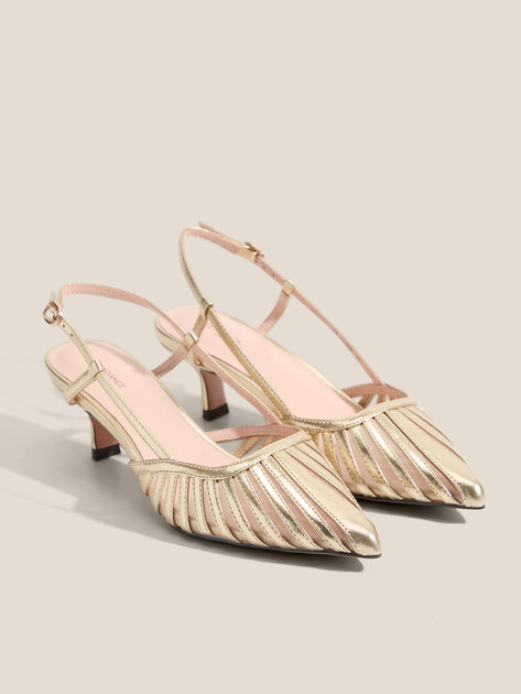 Женские туфли с открытой пяткой (слинг-бэк) TENDANCE, Артикул LT0321-109, золотой | 3972376. Ракурс 3