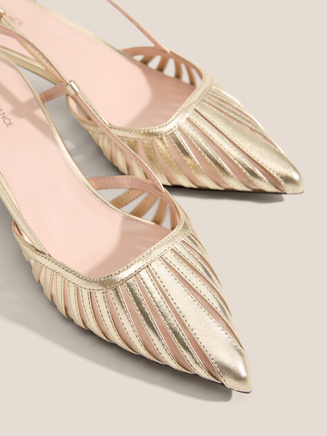 Женские туфли с открытой пяткой (слинг-бэк) TENDANCE, Артикул LT0321-109, золотой | 3972376. Ракурс 4