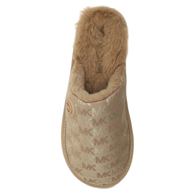 Женская домашняя обувь MICHAEL KORS JANIS SLIPPER, Артикул 40R2JAFP1Y, бежево-коричневый | 3997265. Ракурс 2