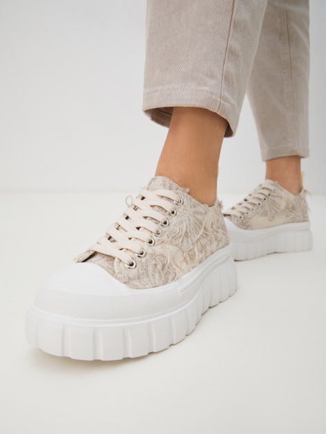 Женские кеды CAFE' NOIR, Артикул DG9003, светло-бежевый | 3999921. Ракурс 7