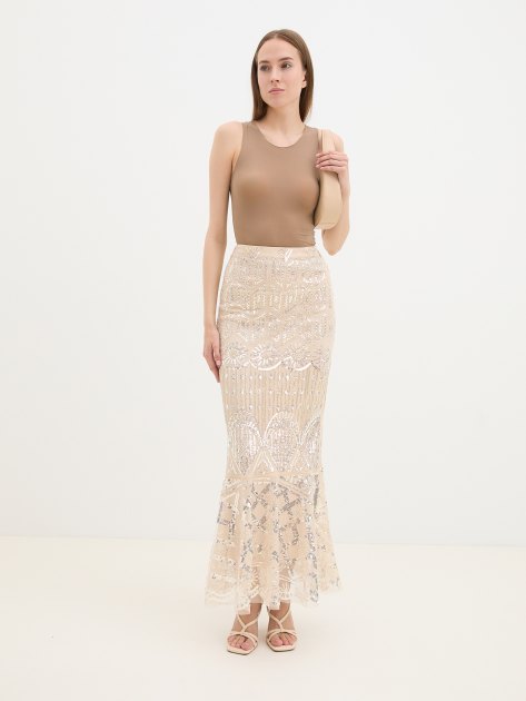 Юбка макси MARCIANO BY GUESS CRYSTALS EMBROIDERED SKIRT, Артикул 4GGD176248A, бежевый | 4004290. Ракурс 2