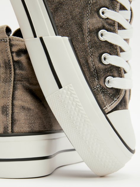 Женские высокие кеды из денима TENDANCE, Артикул AQ-AB003-3, бежево-серый | 4011034. Ракурс 6