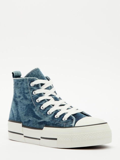 Женские высокие кеды из денима TENDANCE, Артикул AQ-AB003-3, синий | 4011035. Ракурс 3