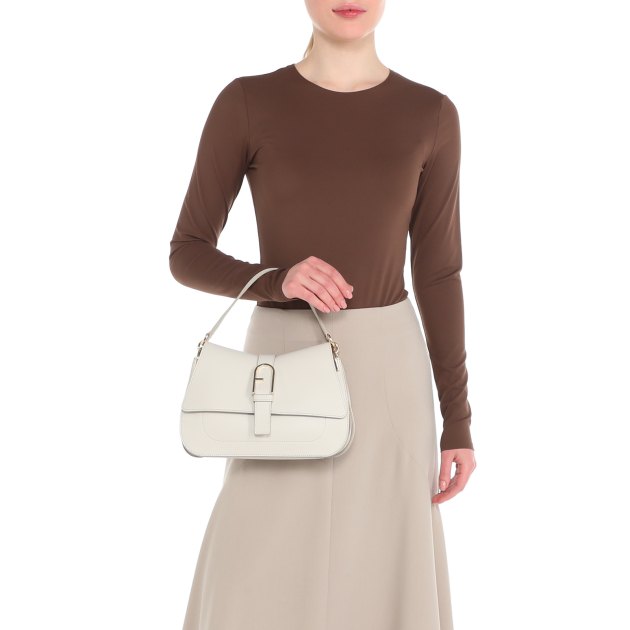 Женская сумка с ручкой FURLA, Артикул FURLA FLOW M TOP HANDLE, бледно-серый | 4024759. Ракурс 1