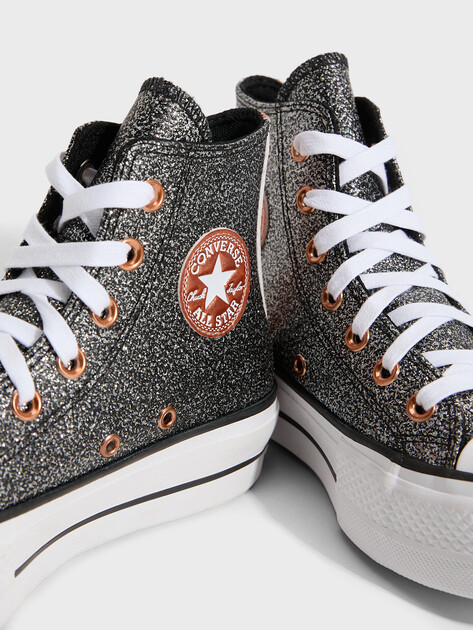 Женские высокие кеды CONVERSE CHUCK TAYLOR ALL STAR LIFT, Артикул A01301, серебряный | 4026651. Ракурс 4