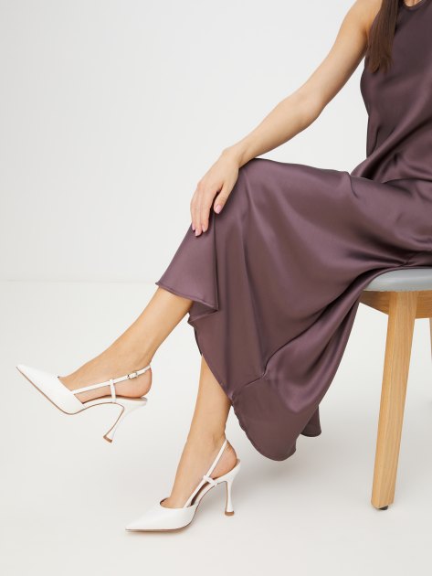 Женские туфли с открытой пяткой (слингбэк) LOLA CRUZ CARMEN 95, Артикул 106Z13BK, белый | 4049502. Ракурс 2