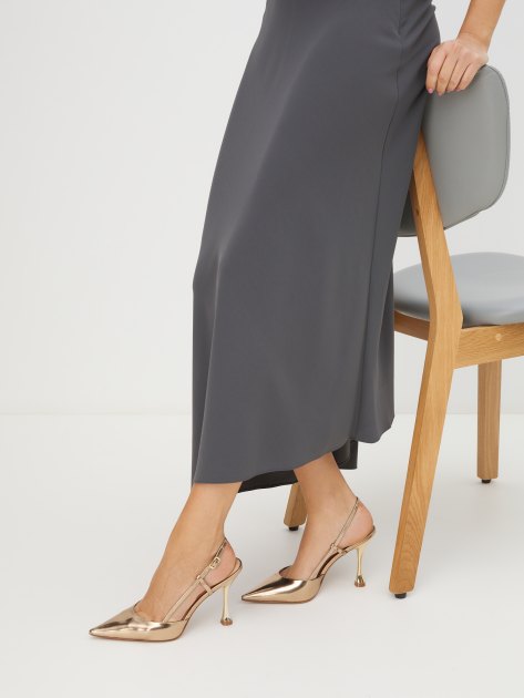 Женские туфли с открытой пяткой (слингбэк) LOLA CRUZ CARMEN 95, Артикул 106Z17BK, бронзовый | 4049511. Ракурс 2