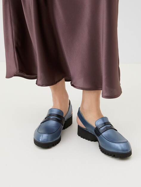 Женские лоферы с открытой пяткой (слинг-бэк) THIERRY RABOTIN Mono, Артикул 6550T, серо-синий | 4050481. Ракурс 4