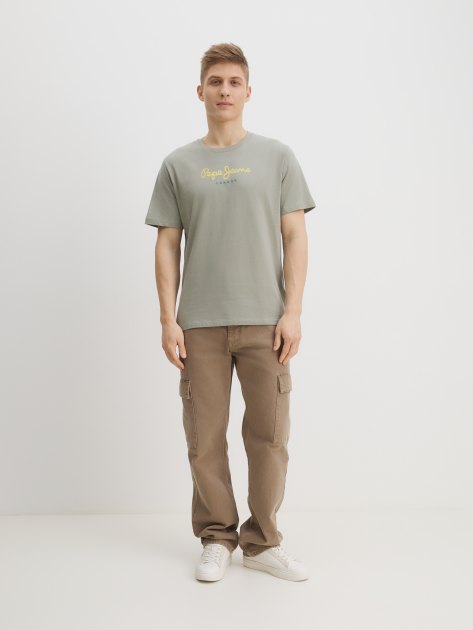 Мужская футболка PEPE JEANS EGGO N, Артикул PM508208, серо-зеленый | 4059421. Ракурс 2