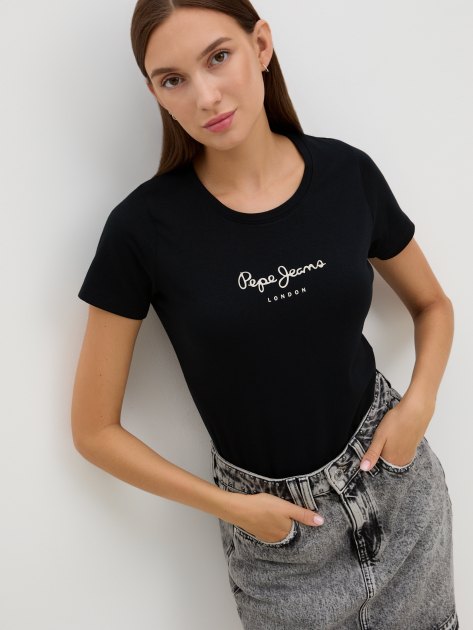 Женская футболка PEPE JEANS NEW VIRGINIA SS N, Артикул PL505202, черный | 4059431. Ракурс 5