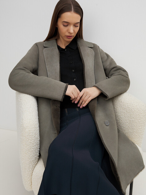 Женская дубленка MAISON DAVID ladies coat, Артикул RV-W16, серо-зеленый | 4062769. Ракурс 5