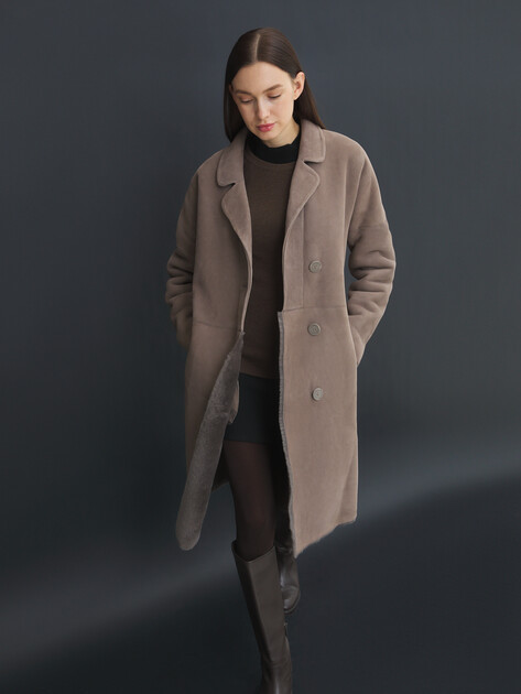 Женская дубленка MAISON DAVID ladies coat, Артикул RV-W16, серо-коричневый | 4062772. Ракурс 5