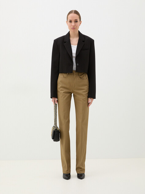 Женские прямые брюки  MM6 MAISON MARGIELA PANTS, Артикул S62KB0196, светло-коричневый | 4064493. Ракурс 2