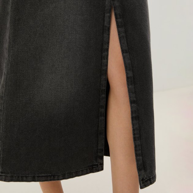 Юбка из денима MM6 MAISON MARGIELA Midi Skirt, Артикул S62ME0009, темно-серый | 4064695. Ракурс 3