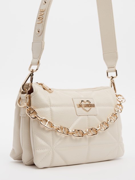 Женская сумка с ручкой LOVE MOSCHINO GEOMETRIC QUILTED, Артикул JC4152PP FW24, светло-бежевый | 4064944. Ракурс 3
