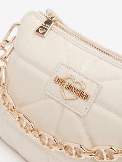 Женская сумка с ручкой LOVE MOSCHINO GEOMETRIC QUILTED, Артикул JC4152PP FW24, светло-бежевый | 4064944. Ракурс 4