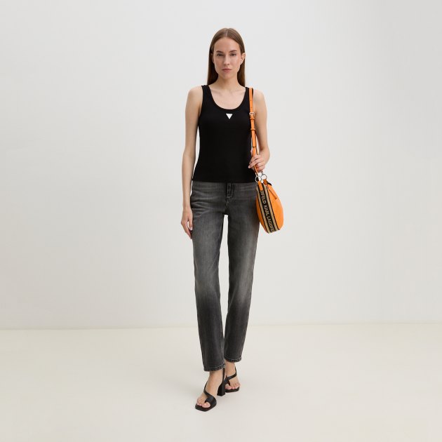 Женская майка GUESS SL GUESS RIBBED KNIT TANK TOP, Артикул W4GP59KB1O1, черный | 4072482. Ракурс 2