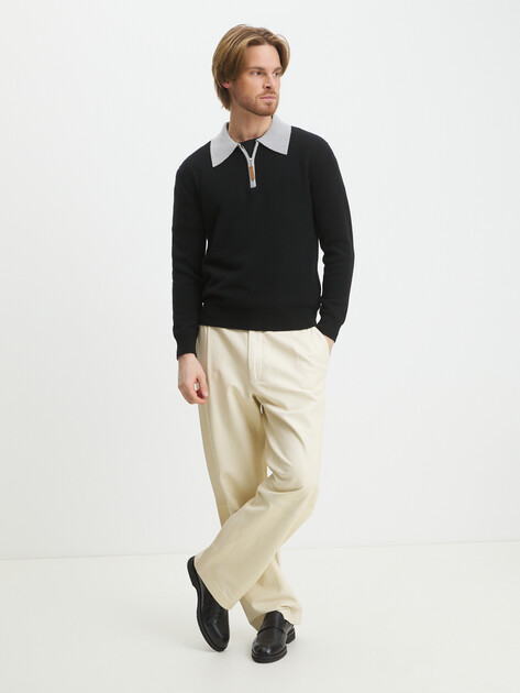 Мужской джемпер поло MAISON DAVID, Артикул YX13, черный | 4076727. Ракурс 2