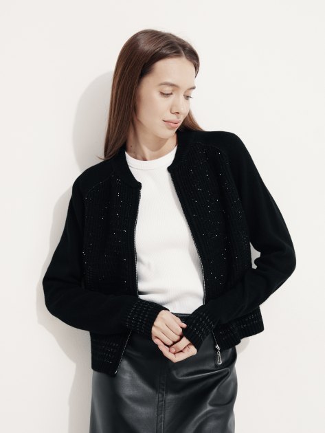 Женский кардиган MAISON DAVID, Артикул QM138, черный | 4076802. Ракурс 5