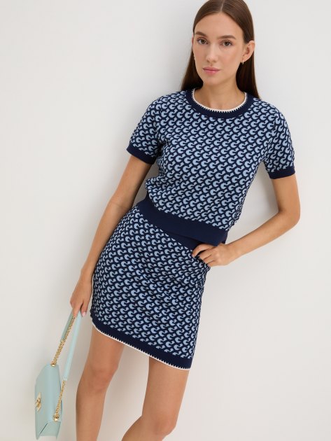 Юбка мини GUESS ASHLEY MONOGRAM SKIRT SWTR, Артикул W4YD46Z3FG0, темно-синий | 4077480. Ракурс 5