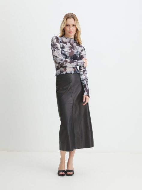 Женский лонгслив GUESS LS ADRIANA MESH TOP, Артикул W4YP04KBBF2, серый | 4078047. Ракурс 2