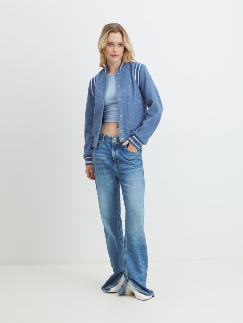 Женский бомбер GUESS GLORIA LOGO BOMBER, Артикул W4RL45WFWS2, светло-синий | 4078362. Ракурс 2