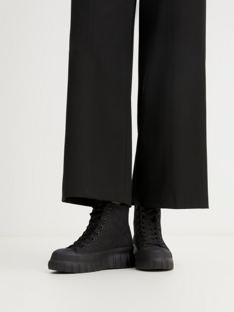 Женские высокие кеды из денима TENDANCE, Артикул YS-2171-51, черный | 4078581. Ракурс 2