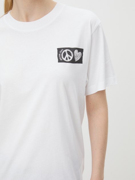 Женская футболка MO5CH1NO JEANS SYMBOLS, Артикул 0705, белый | 4082107. Ракурс 3