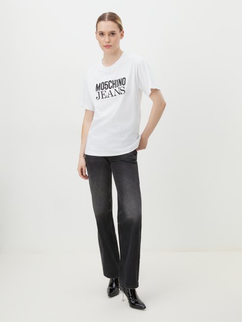 Женская футболка MO5CH1NO JEANS PAINTER, Артикул 0706 FW24, белый | 4082110. Ракурс 2