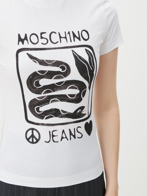 Женская футболка MO5CH1NO JEANS SYMBOLS, Артикул 0716, белый | 4082122. Ракурс 3