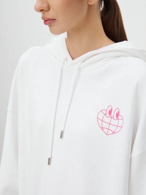 Женское худи MO5CH1NO JEANS PAINTER, Артикул 1701, белый | 4082136. Ракурс 3