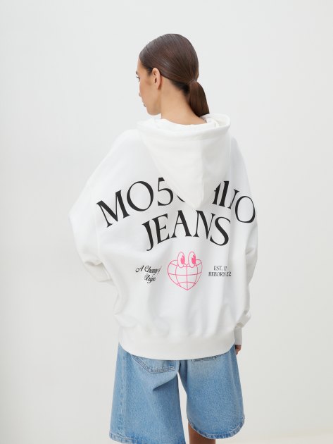 Женское худи MO5CH1NO JEANS PAINTER, Артикул 1701, белый | 4082136. Ракурс 4