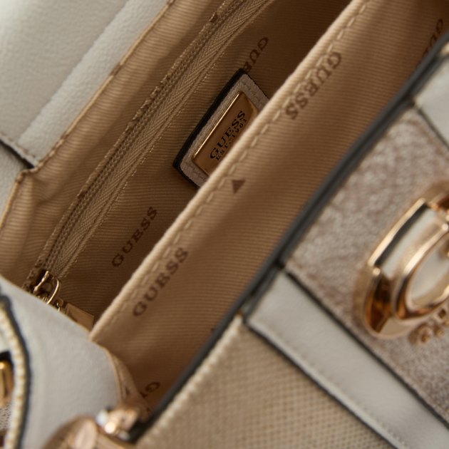 Сумка летняя с ручками GUESS KERIMA BAMBOO 2 CPMT MINI TOTE, Артикул HWAG9337770, светло-бежевый | 4082232. Ракурс 6